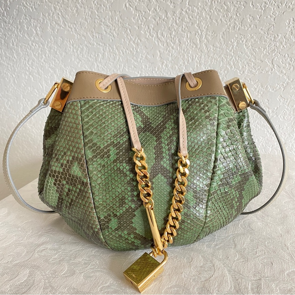 Chloe Camille Python Crossbody Bag, olive Green